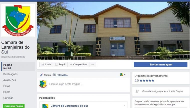 Câmara de Laranjeiras cria fan page
